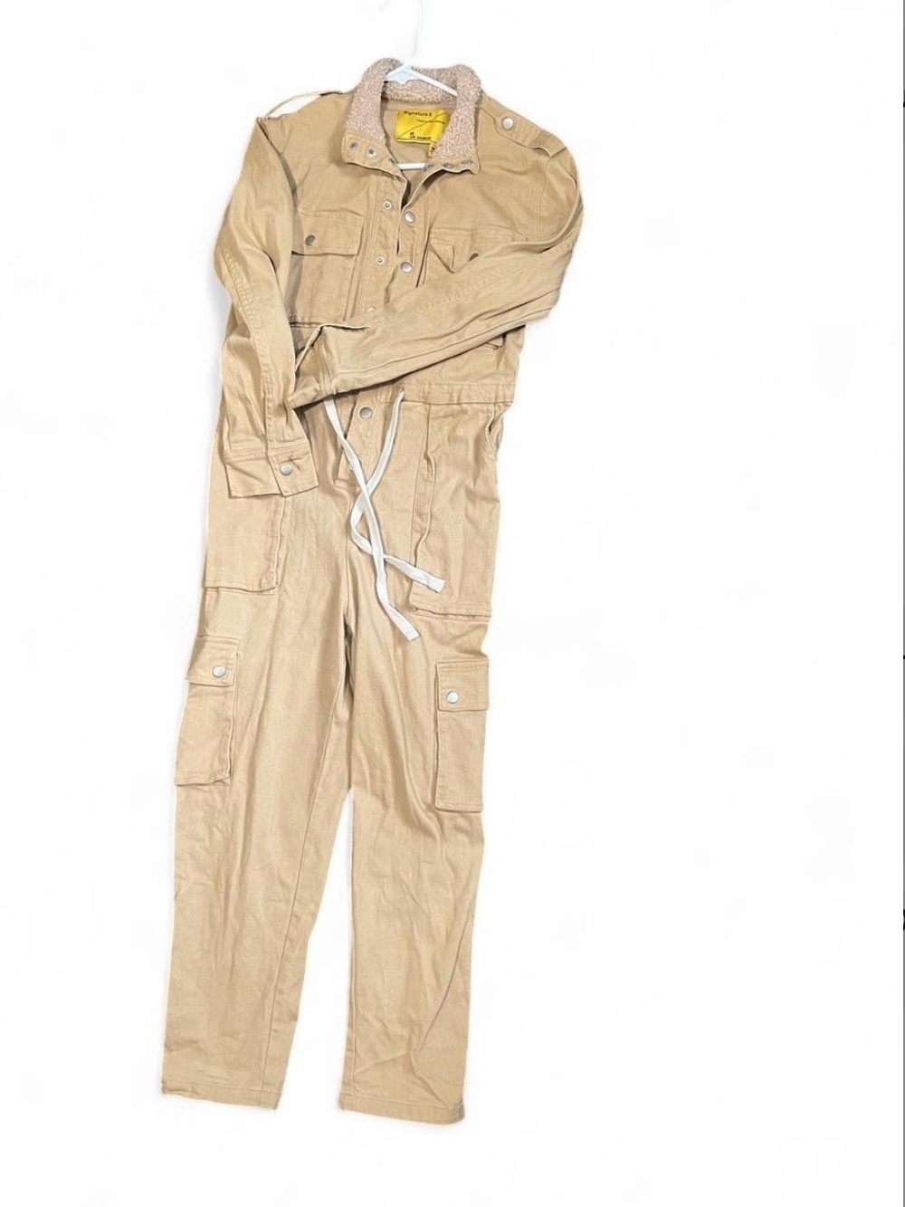 Signature8 Beige Cargo Utility Jumpsuit